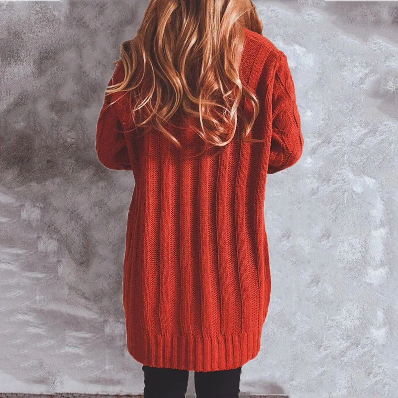 Drune | Wollstrickjacke Damen Mit Zopfmuster Und Holzknöpfen, Lockere