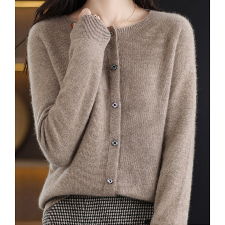 Drune | Damen-Strickjacke Mit O-Ausschnitt Aus 100 % Reiner Merinowolle, Kaschmirpullover