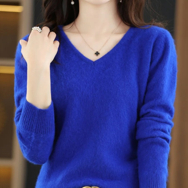 Drune | Cashmere Pullover Damen V-ausschnitt Leichter und Weicher Strickpullover