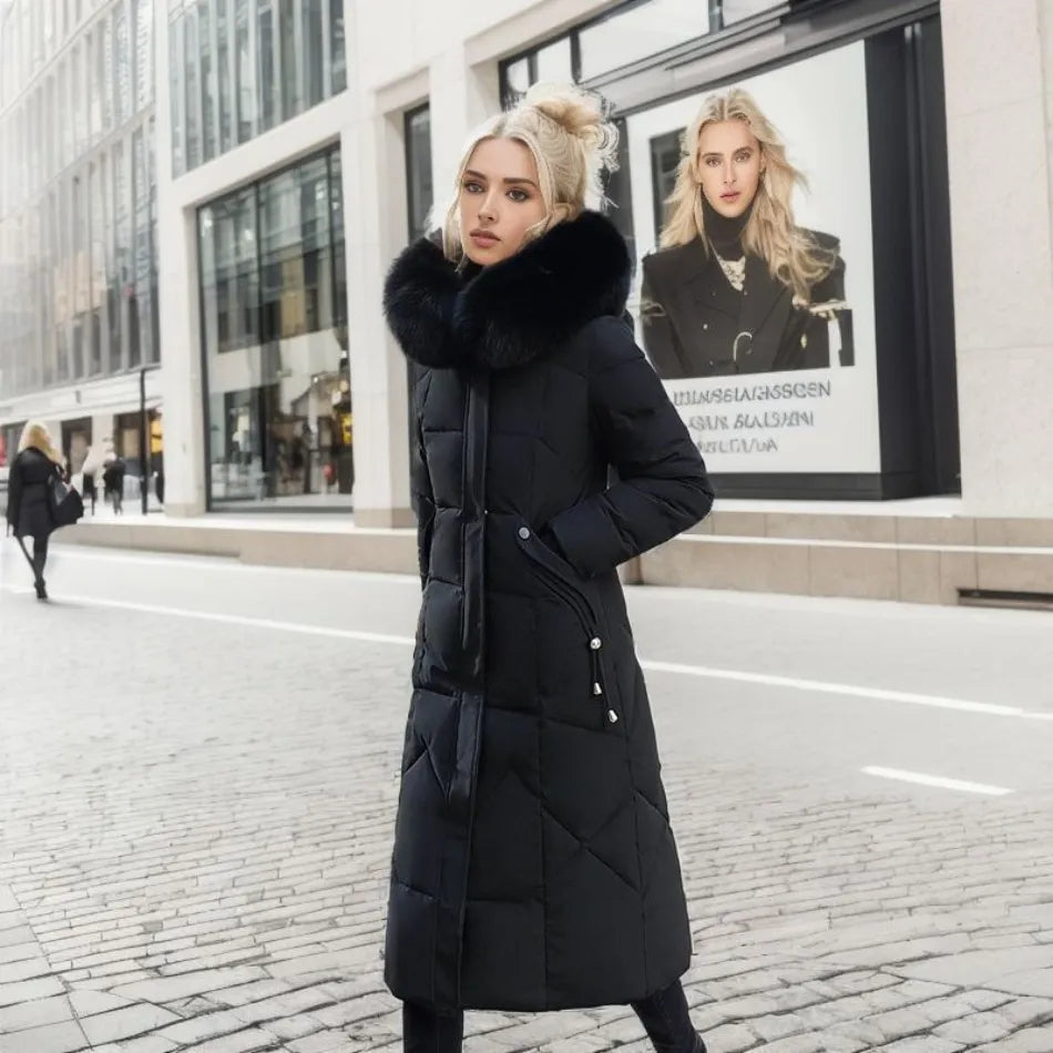 Drune | Lange gepolsterte Jacke mit Kapuze