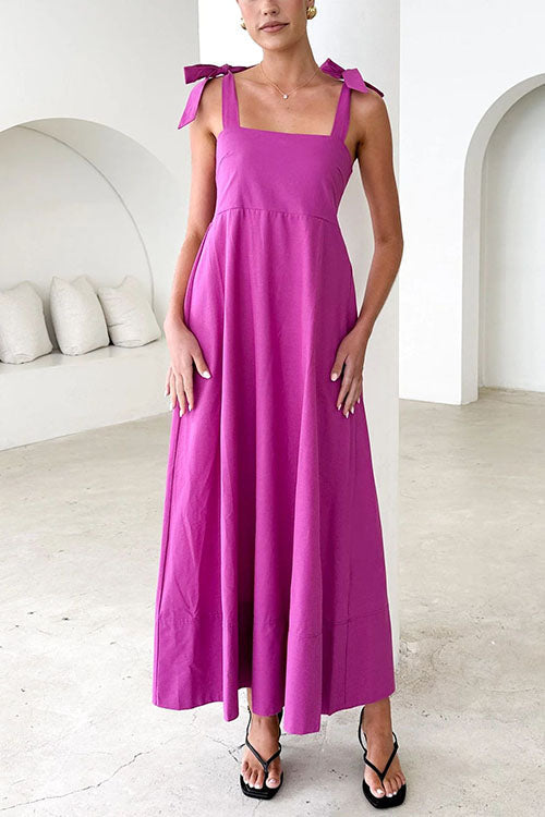 Drune | Rosiedress Schleifen-Schulter Empire Taille Swing Maxi Cami Kleid