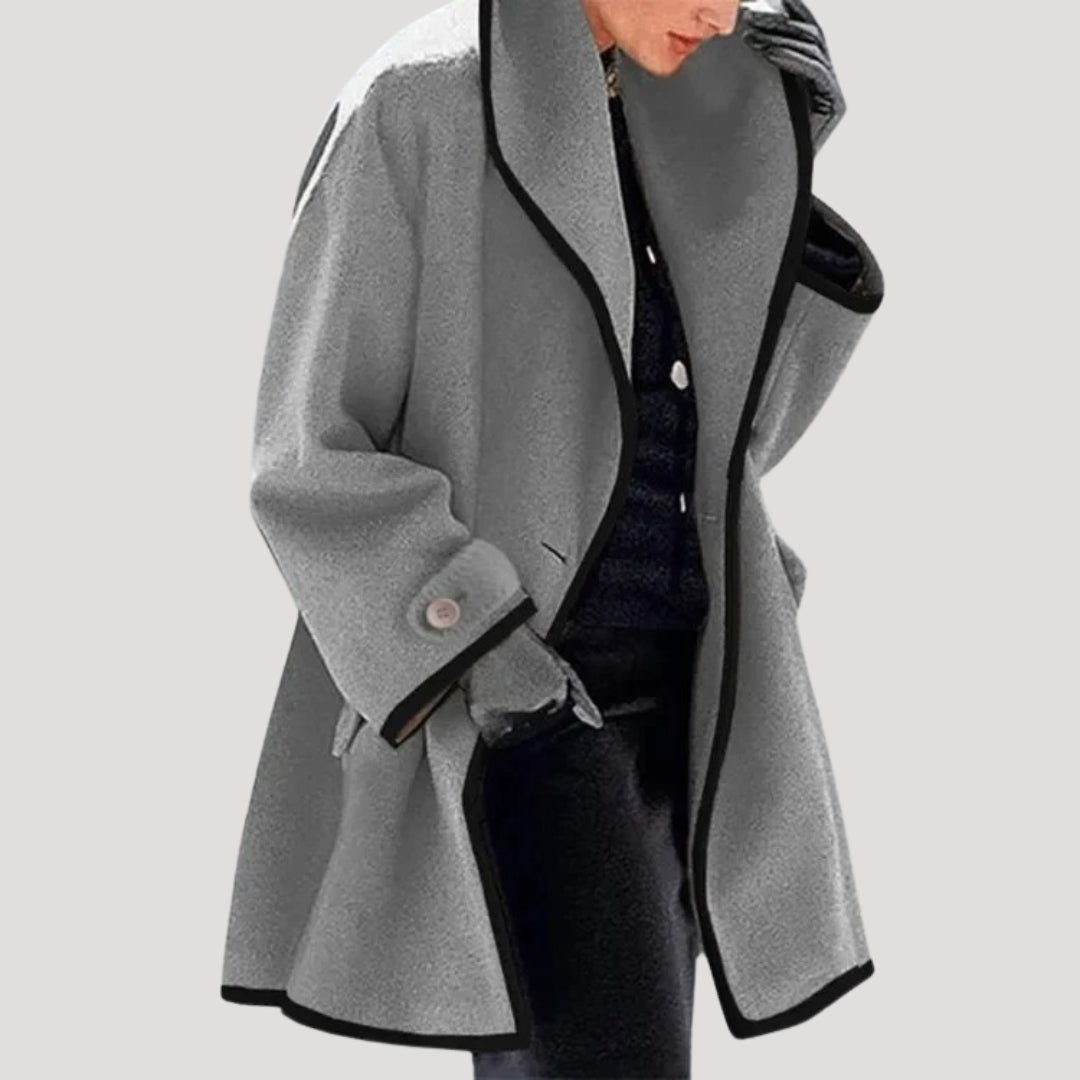 Drune | Damen Winterwollmantel eleganter Schwungumhangjacke