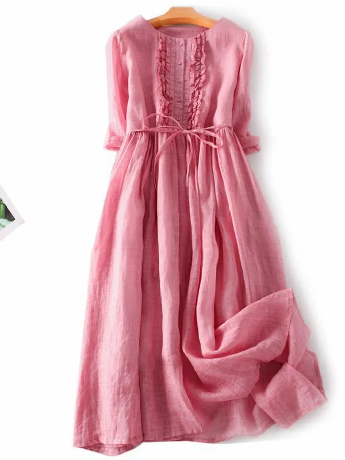 Drune | Baumwolle Leinen Rüschenkleid