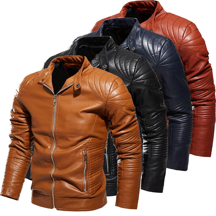 Herren Bikerjacke aus kunstvoll verarbeitetem Leder mit markanten Steppdetails und praktischen Taschen Drune