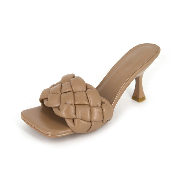 Damen Hochfront-Pantoletten mit geflochtenem Obermaterial und elegantem Absatz Drune