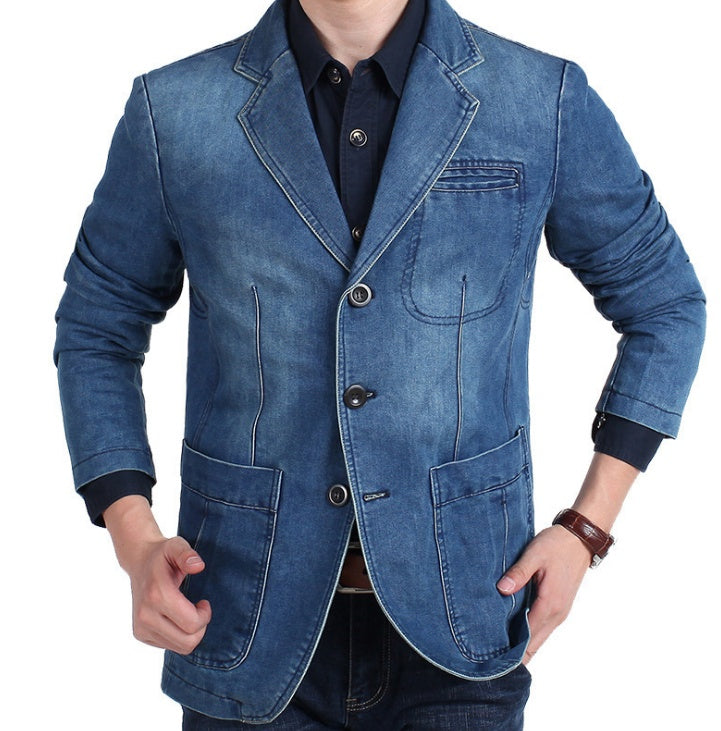 Drune | Herren Denim Baumwolle Blazerjacke