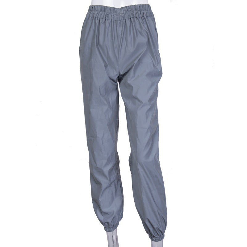 Damen lässige Freizeit-Hosen mit seitlichen Taschen und elastischem Bund Drune