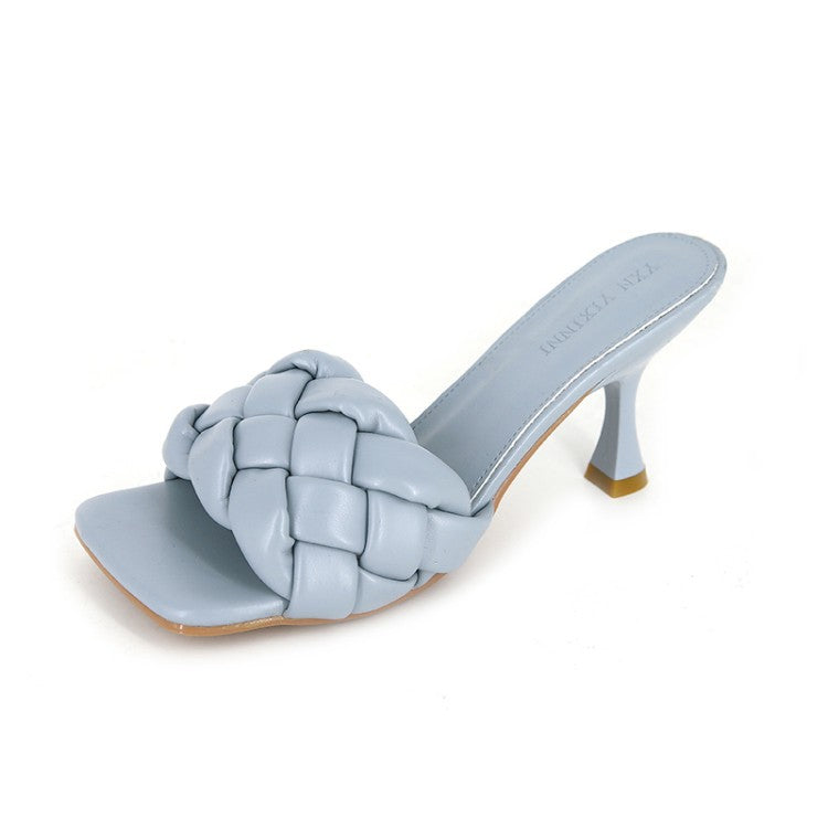 Damen Hochfront-Pantoletten mit geflochtenem Obermaterial und elegantem Absatz Drune