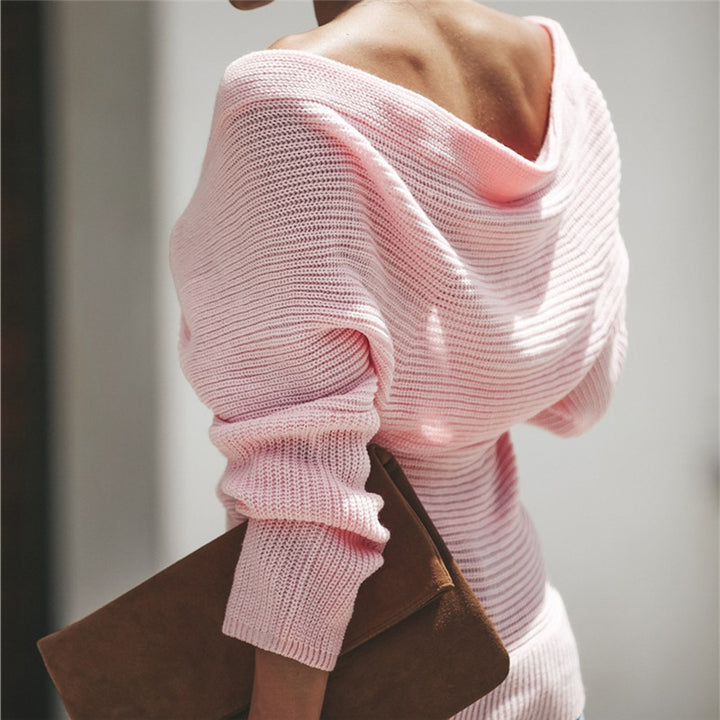 Damen Wickelpullover mit weitem Schnitt und offener Schulterpartie Drune
