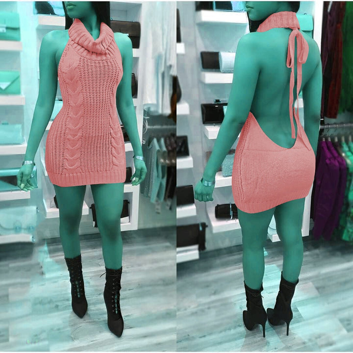 Damen Strickkleid mit hochgeschlossenem Kragen und seitlichem Zipper Drune
