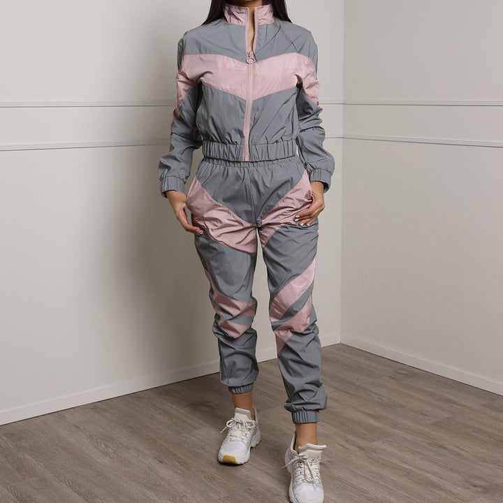 Damen Sportliches Jogginganzug mit kontrastierenden Farbakzenten und sportlichem Schnitt Drune