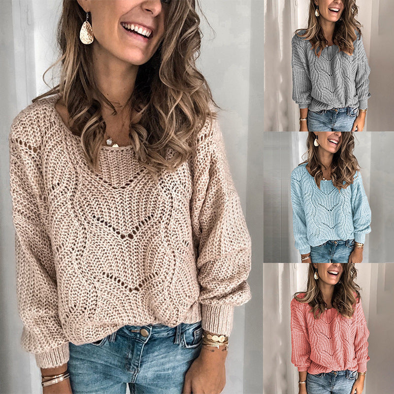 Damen Grobstrickpullover mit weitem Schnitt und filigranem Muster Drune