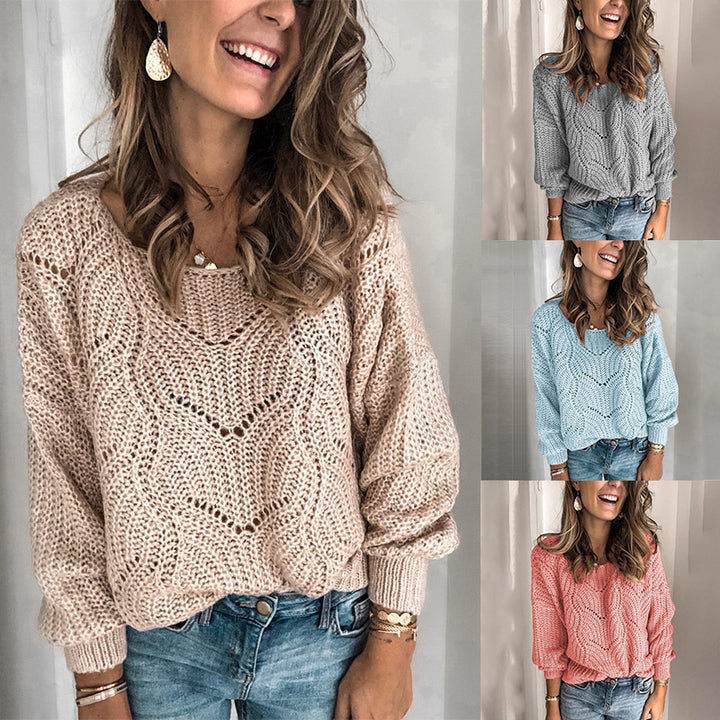 Damen Grobstrickpullover mit weitem Schnitt und filigranem Muster Drune