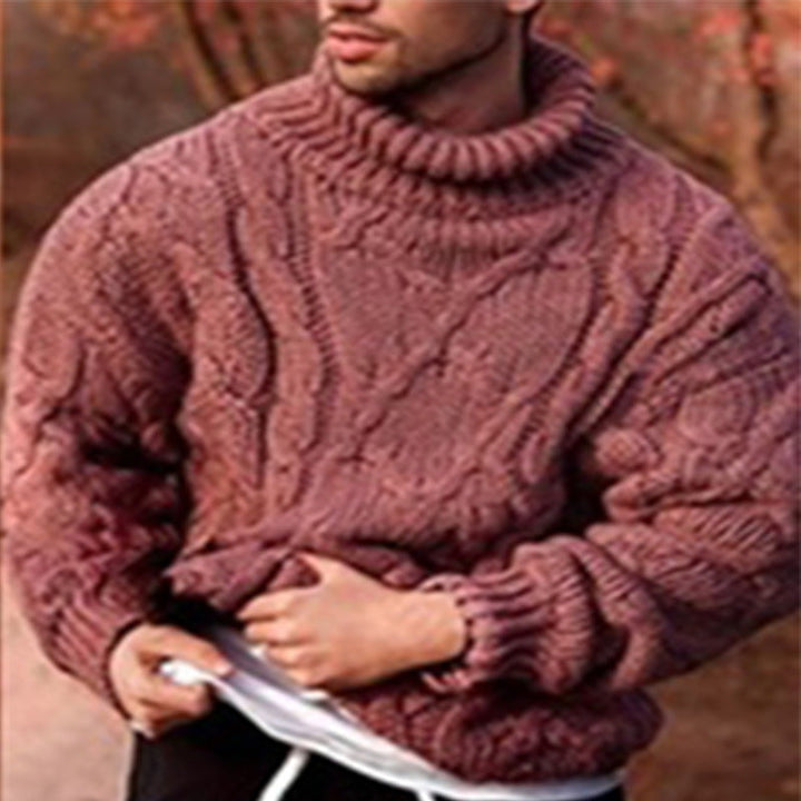 Drune | Sweater Hoher Kragen Wolle Übergröße Passform Kabelstrick Design