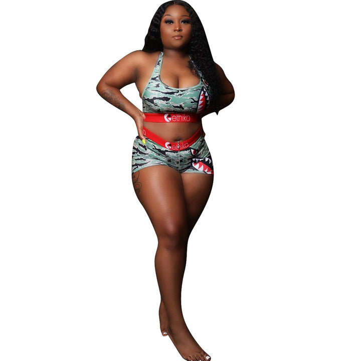 Damen Sportliches Bikini-Set mit figurbetontem Design und einzigartigem Grafikdruck Drune