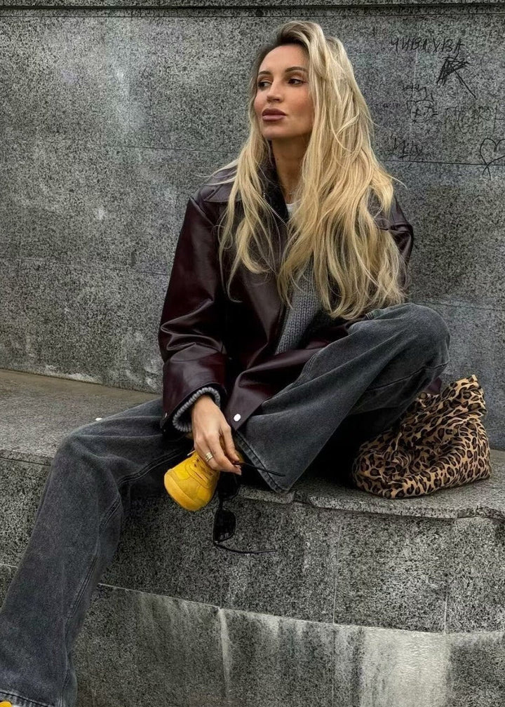 Drune | Kunstleder Reißverschlussjacke - Müheloser Edge
