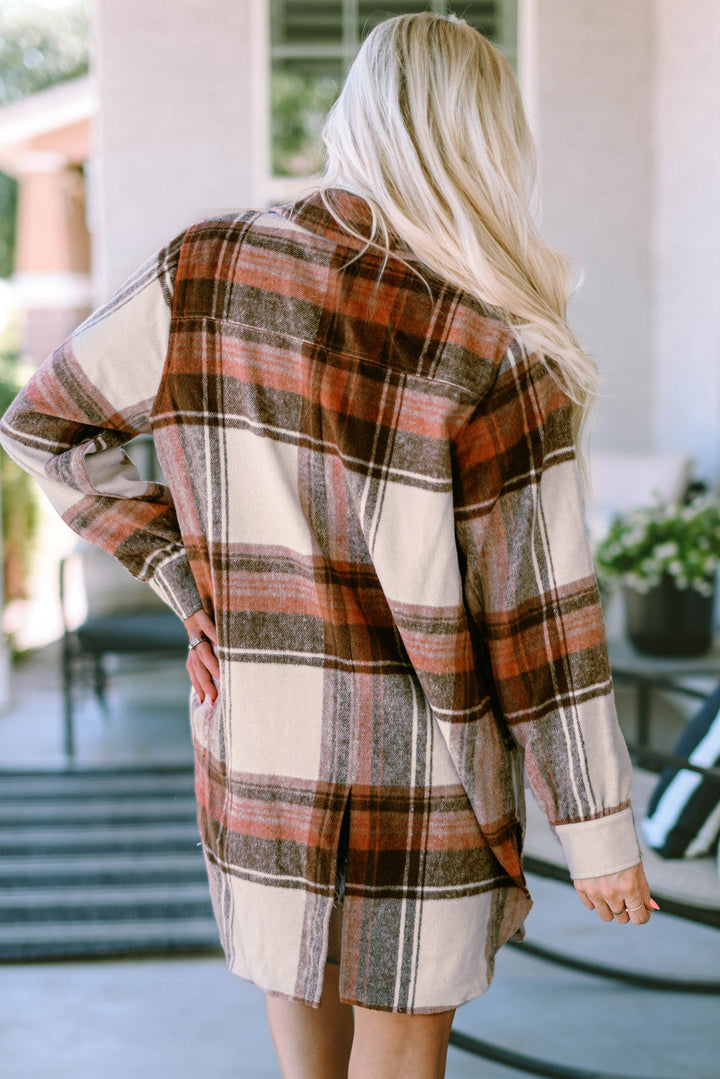 Drune | Lange Karierte Shirtjacke Baumwollmischung Stilvoll und Praktisch