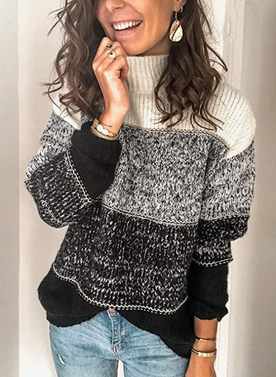 Damen kuscheliger Rollkragenpullover im strukturierten Strickdesign Drune
