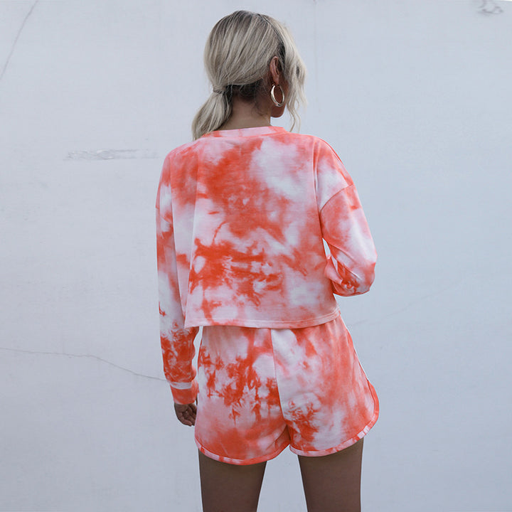 Damen lässiges Set mit kurzem Blickfang und einzigartigem Batikdesign Drune