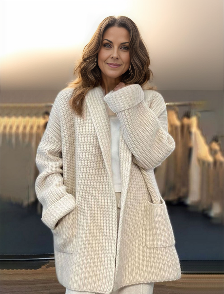Drune | Weiße Langarm Strickjacke