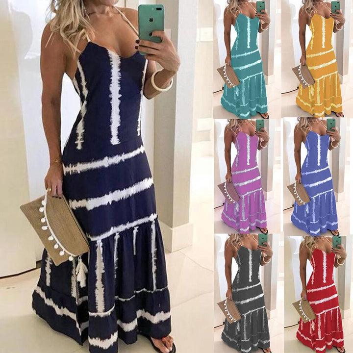 Damen Spaghetti-Träger Maxikleid mit Floreszenz-Details Drune