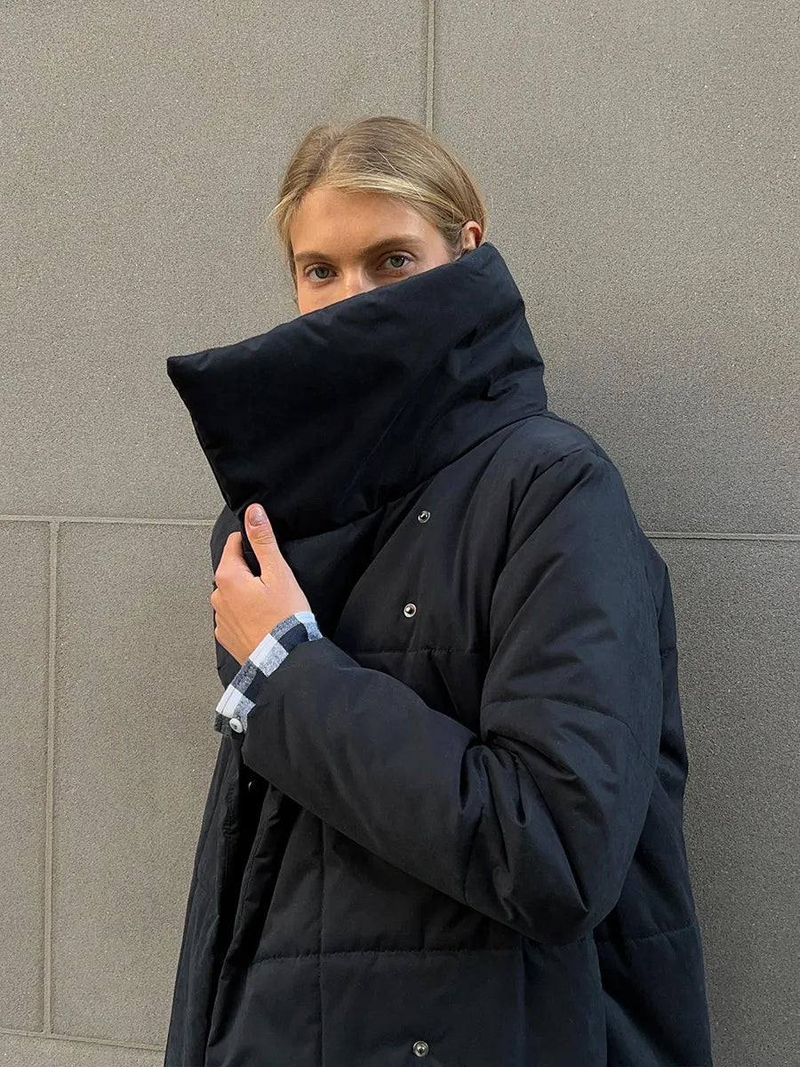 Drune | Lange Winterjacke mit elegantem breitem Kragen