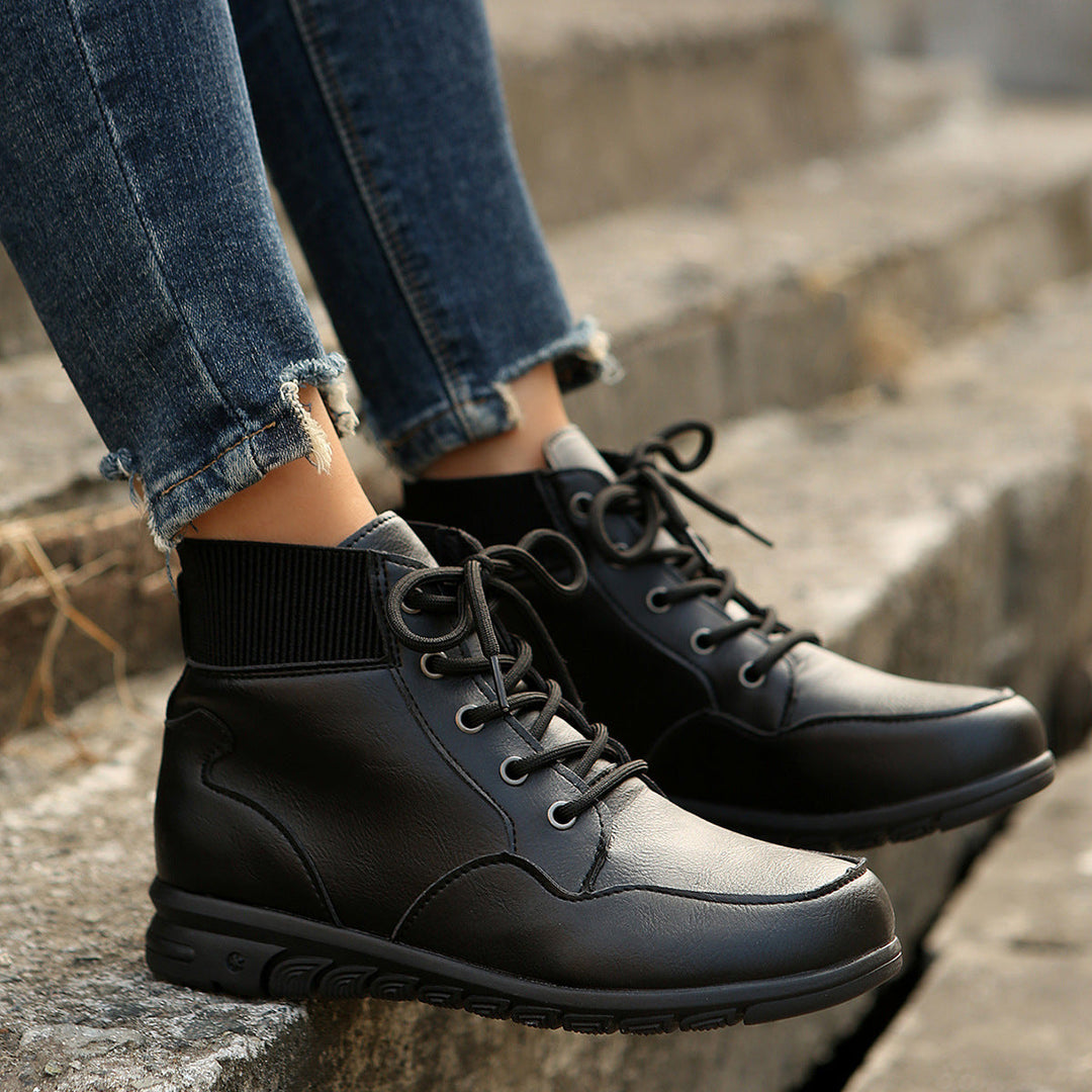 Drune | Damen Schnürstiefel - robuste Stiefeletten mit elastischem Bund und rutschfester Sohle