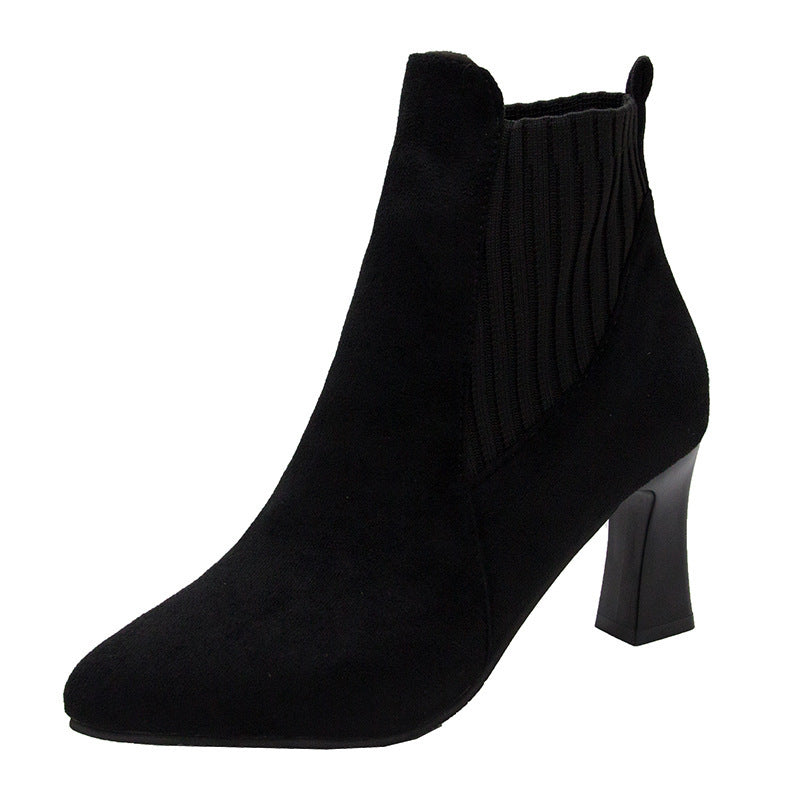 Damen nan spitze Ankleboots mit seitlichem Stretch-Einsatz und sculpted Blockabsatz Drune