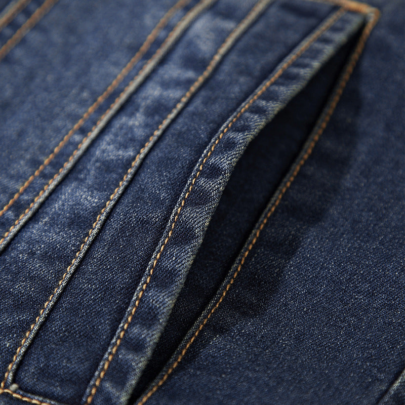 Drune | Gefütterte Jeansjacke mit Stehkragen und Knopfverschluss