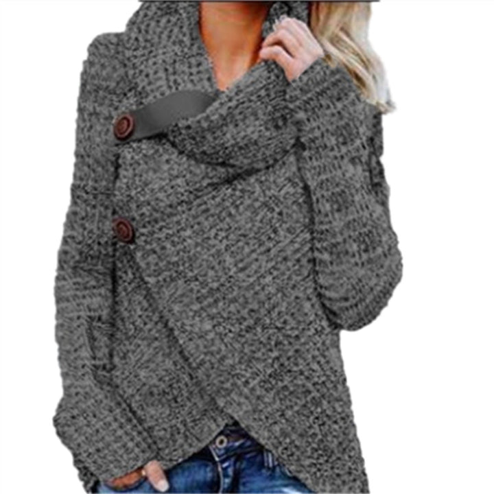 Damen Grobstrickjacke mit asymmetrischem Schnitt und großen Knöpfen Drune