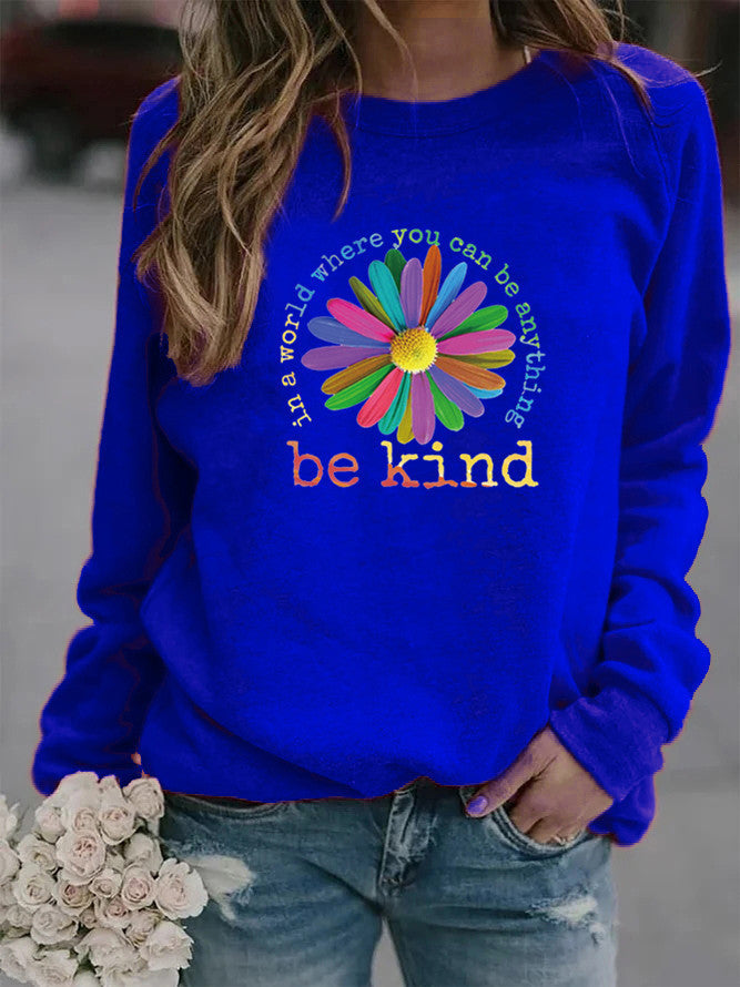 Damen Sweatshirt mit buntem motivierendem Blumen-Design und weicher Innenseite Drune