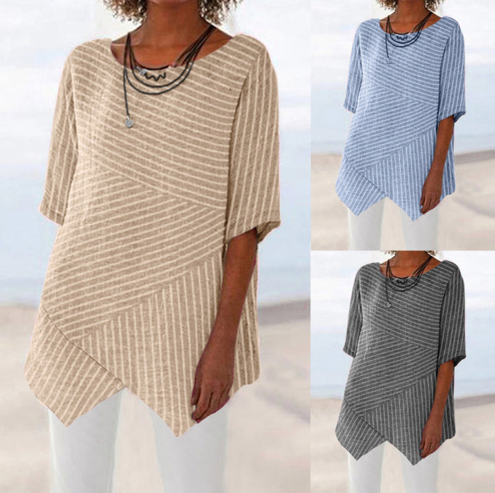 Damen asymmetrisches Strickoberteil mit dekorativem Rippmuster Drune