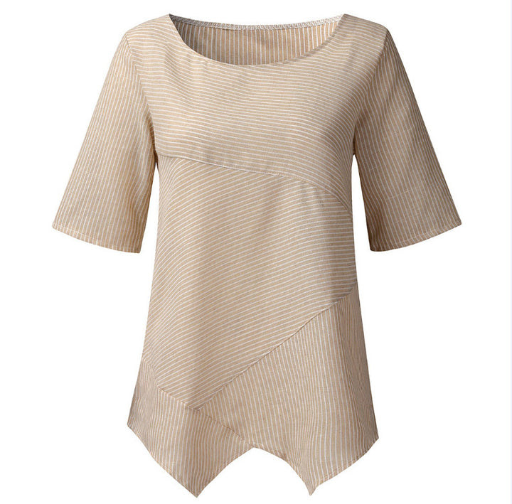 Damen asymmetrisches Strickoberteil mit dekorativem Rippmuster Drune