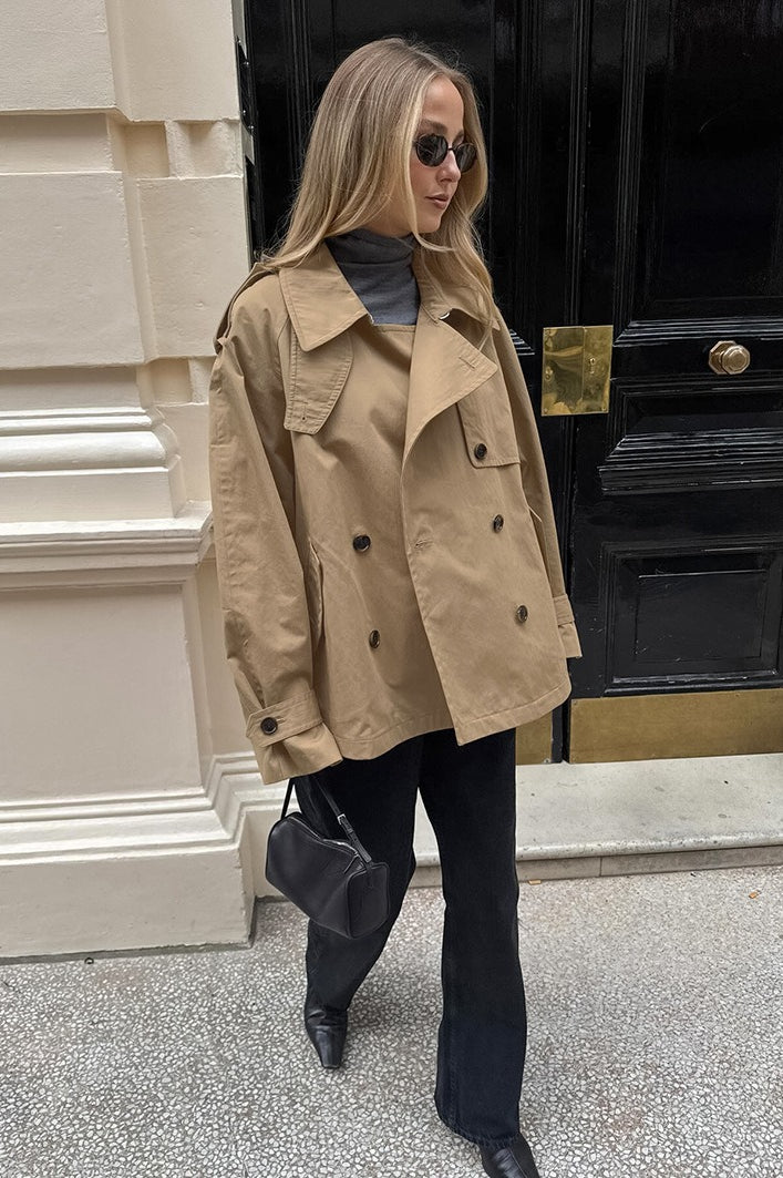 Drune | Khaki Trenchkragenjacke