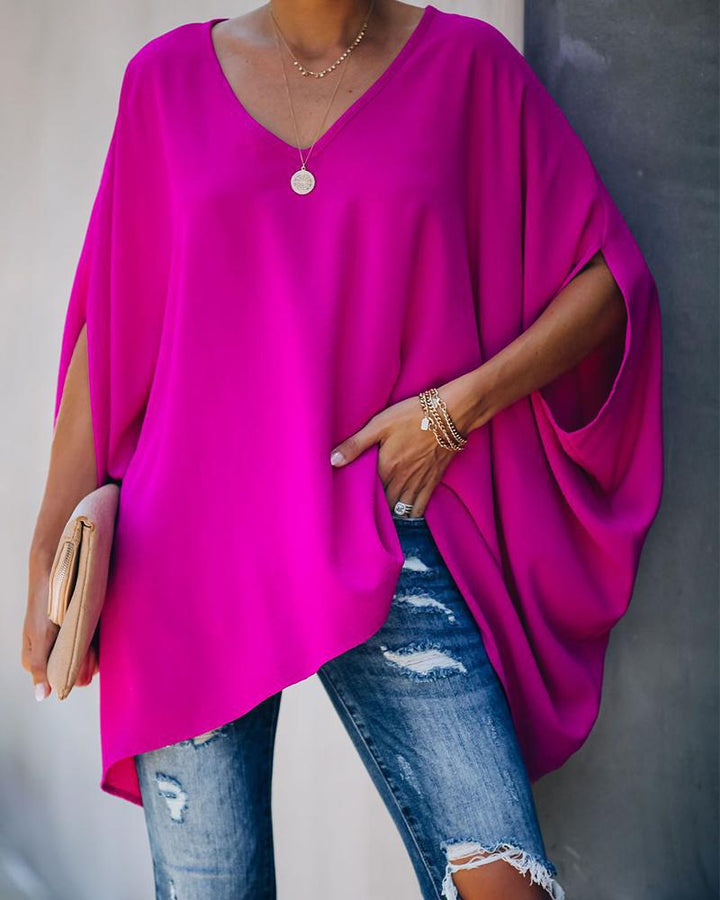 Damen oversized Poncho mit V-Ausschnitt und lässigem Schnitt Drune