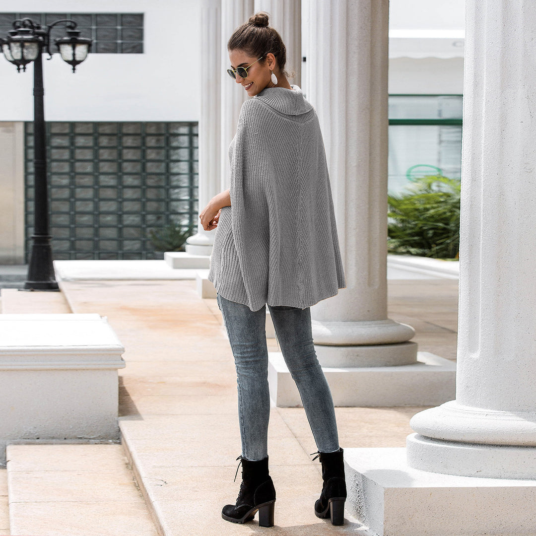 Damen Strickponcho mit hochgeschlossenem Kragen und lässigem Schnitt Drune