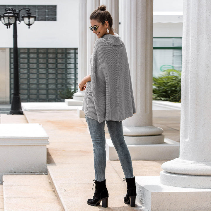 Damen Strickponcho mit hochgeschlossenem Kragen und lässigem Schnitt Drune