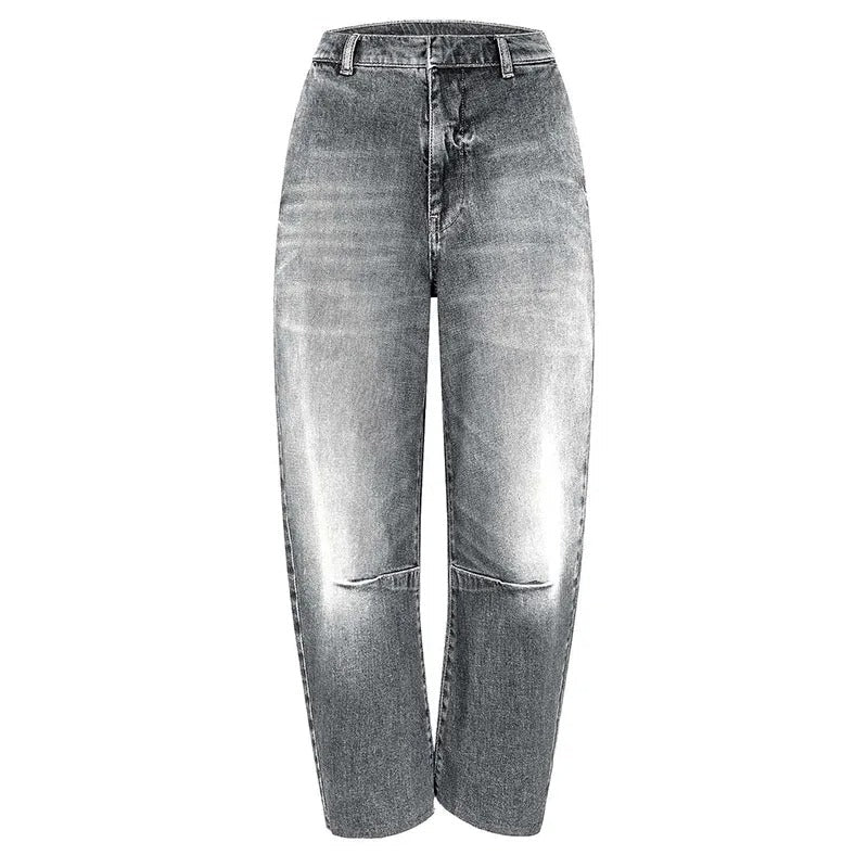 Drune | Casual denim jacket with belt, stand-up collar and long sleeves