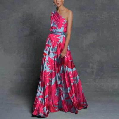 Damen Maxikleid mit asymmetrischem Oberteil und floralem Print Drune