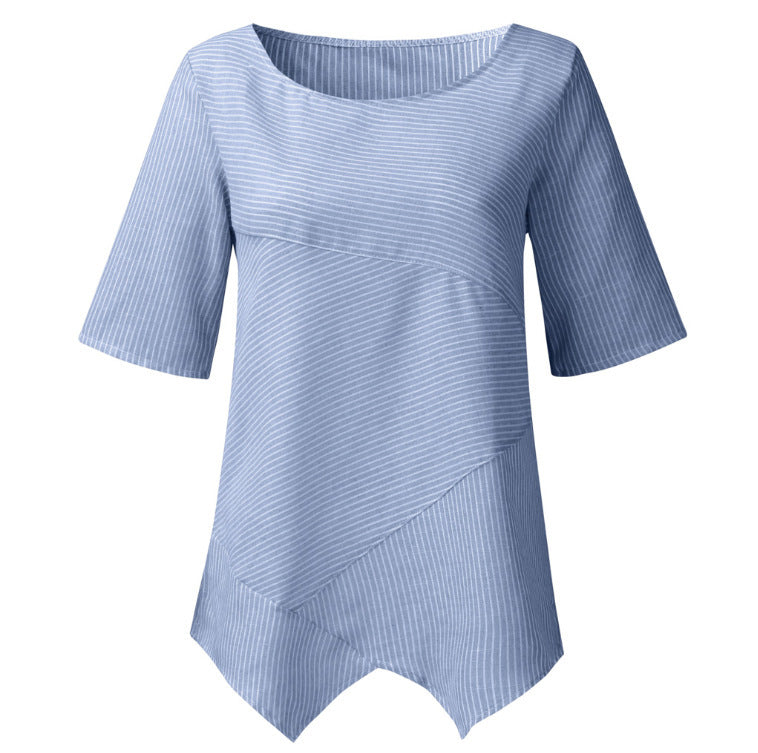 Damen asymmetrisches Strickoberteil mit dekorativem Rippmuster Drune