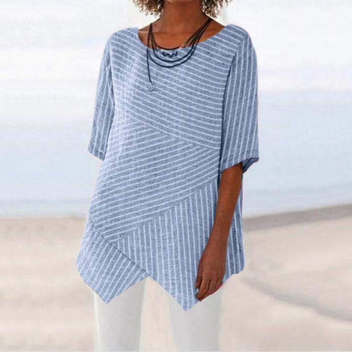 Damen asymmetrisches Strickoberteil mit dekorativem Rippmuster Drune