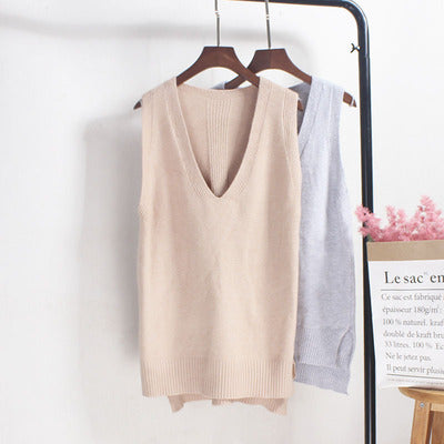 Damen Ärmelloses Stricktop mit V-Ausschnitt und Feinstrickstruktur Drune