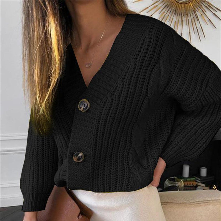 Damen Grobstrickcardigan mit modischem Zopfmuster und großen Knöpfen Drune