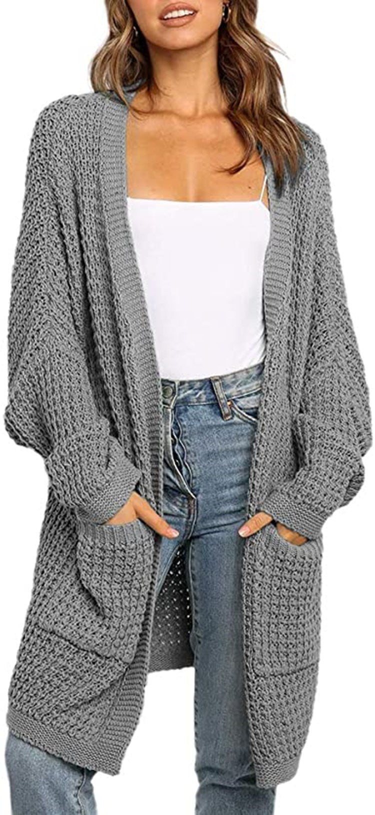 Damen Strickcardigan mit großzügigen Taschen und lockerer Passform Drune