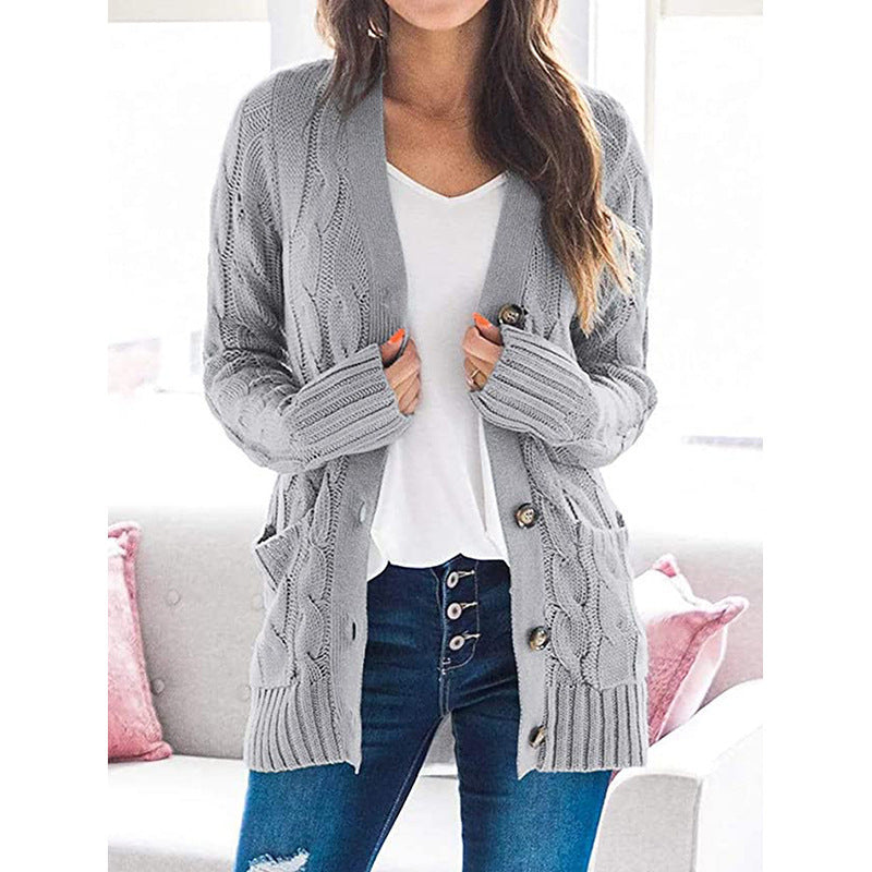 Damen Strickjacke mit dekorativen Zopfmuster und praktischen Taschen Drune