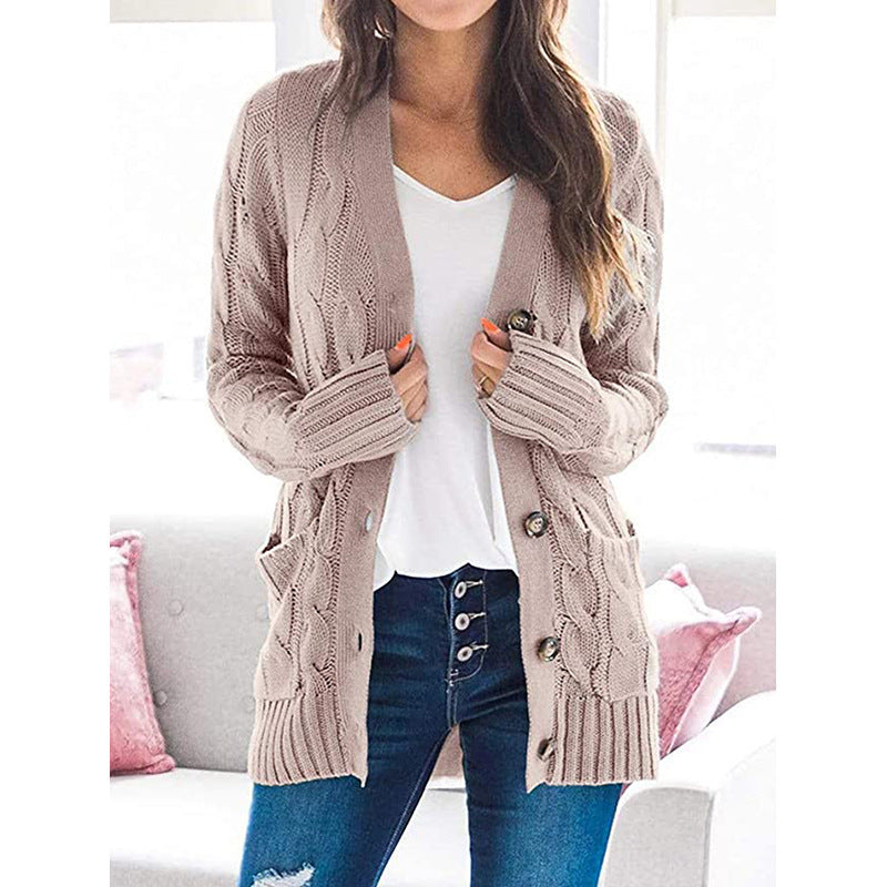 Damen Strickjacke mit dekorativen Zopfmuster und praktischen Taschen Drune