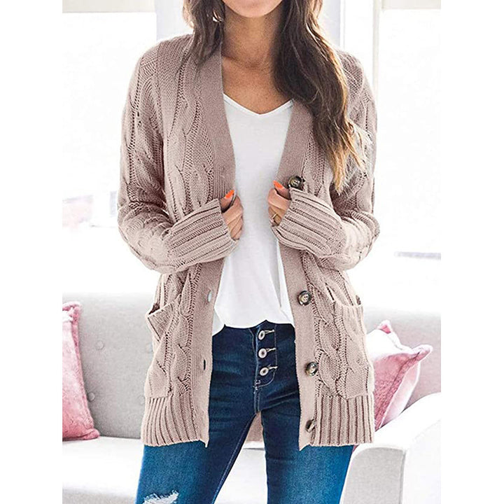 Damen Strickjacke mit grobem Zopfdesign und praktischen Taschen Drune