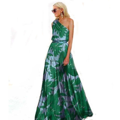 Damen Maxikleid mit schulterfreiem Schnitt und floralem Design Drune
