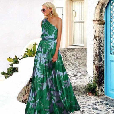 Damen Maxikleid mit asymmetrischem Oberteil und floralem Print Drune