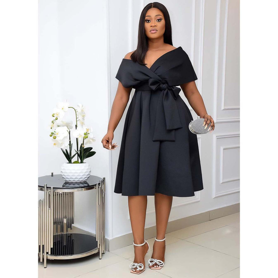 Drune | Elegantes V-Ausschnitt Abendkleid Slim-Fit